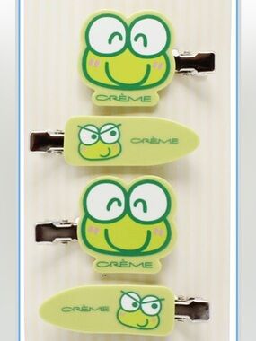 2- The Crème Shop Hair Clips X Keroppi - Hair Clips - Wrinkle Free, Comfortable,